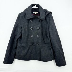 American Rag Women's Wool Blend Detachable Hooded Double Breast Peacoat Size XL